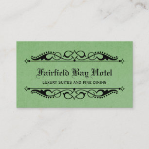 Elegant Flourish Business Card, Green Card