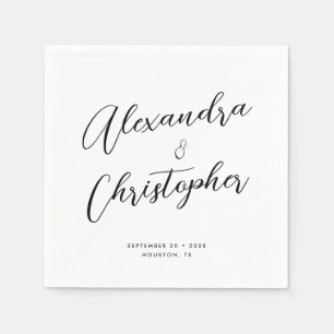 Elegant Flourish Calligraphy Names Wedding Napkin