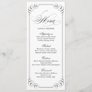 Elegant flourish calligraphy vintage wedding menu