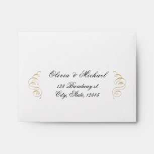 Elegant flourish calligraphy vintage Wedding RSVP Envelope