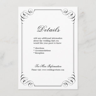 Elegant flourish calligraphy wedding details enclosure card