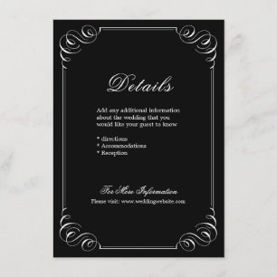 Elegant flourish calligraphy wedding details enclosure card