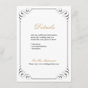 Elegant flourish calligraphy wedding details enclosure card