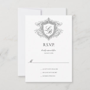 Elegant Flourish Crest Monogram Details Card
