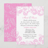 Elegant Flourish Curly Pink Wedding Invitation