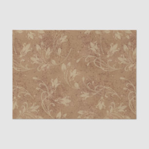 Elegant Flourish Leaves Brown Grunge Tissue Paper