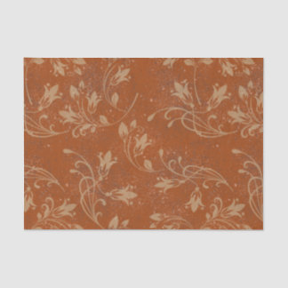 Elegant Flourish Leaves Burnt Orange Grunge Tissue Paper