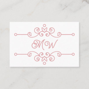 Elegant Flourish Monogram Cute Pink Vintage Business Card