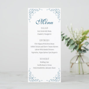 Elegant Flourish Ocean Blue Wedding Menu