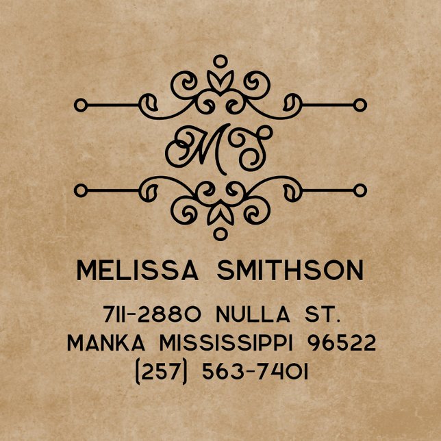     Elegant Flourish Personalised Monogram Address Self-inking Stamp (Creator Uploaded)