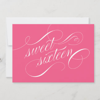 Elegant Flourish Pink Sweet 16 Party Invitations