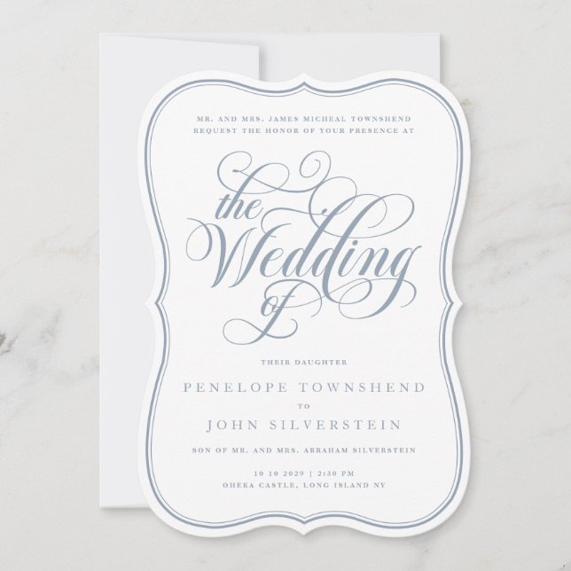 Elegant Flourish Script Regency Wedding Invitation (Front)