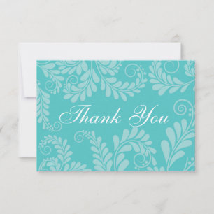 Elegant Flourish Turquoise Wedding Thank You Card