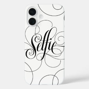 Elegant Flourished Lettering Selfie Calligraphy iPhone 16 Case