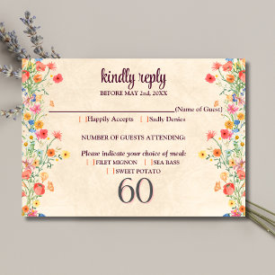 Elegant Flower 60 Years Party Floral 60th Birthday RSVP Card