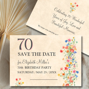 Elegant Flower 70 Years Party Floral 70th Birthday Save The Date