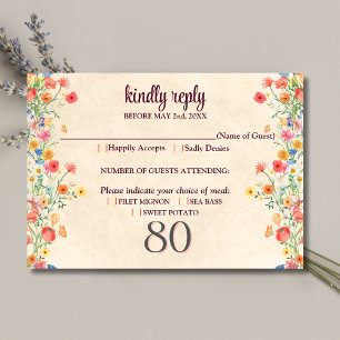 Elegant Flower 80 Years Party Floral 80th Birthday RSVP Card