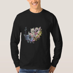 Elegant Flower and Leaves Line Art   Minimal  T-Shirt