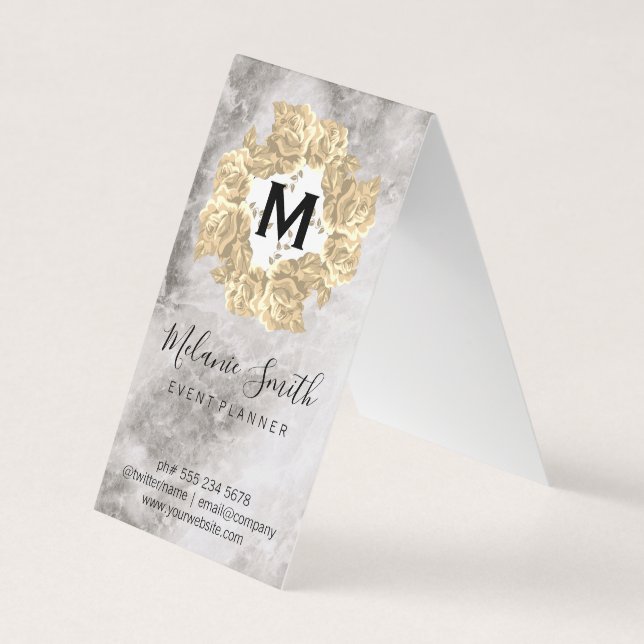 Elegant Flower Arrangement Marble Business Card (Front)