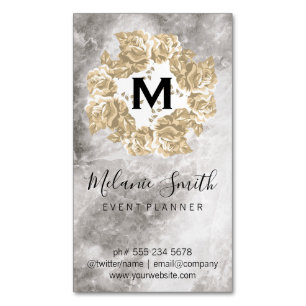 Elegant Flower Arrangement Marble Magnetic Business Card