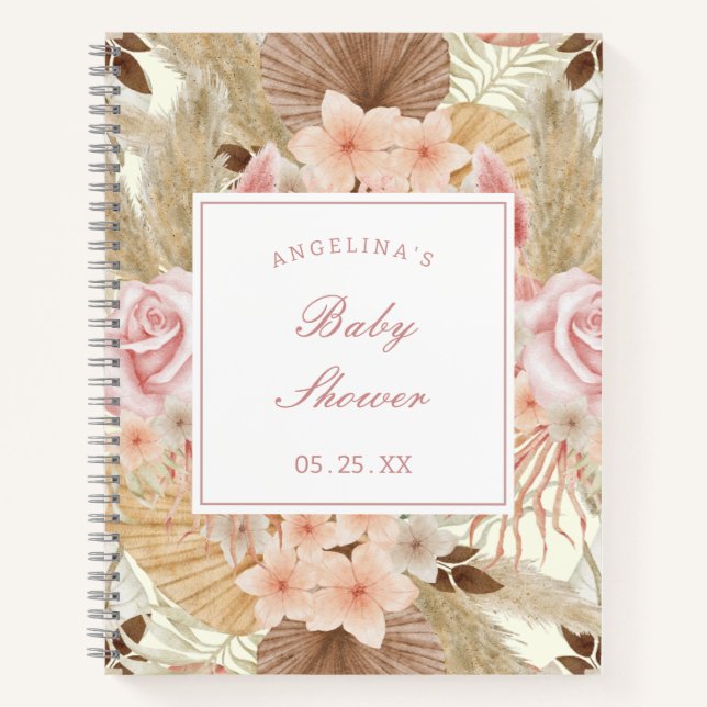 Elegant Flower Baby Shower Gift List Notebook (Front)