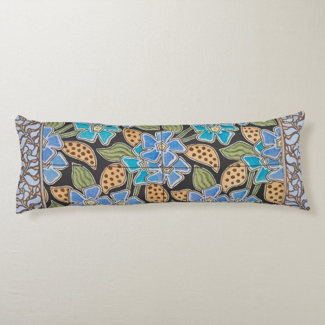 Elegant Flower Blue Periwinkle Floral Classic Body Cushion (Back)