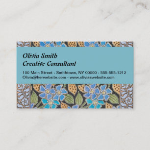 Elegant Flower Blue Periwinkle Floral Classic Business Card
