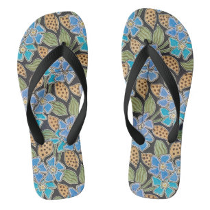 Elegant Flower Blue Periwinkle Floral Classic Jandals