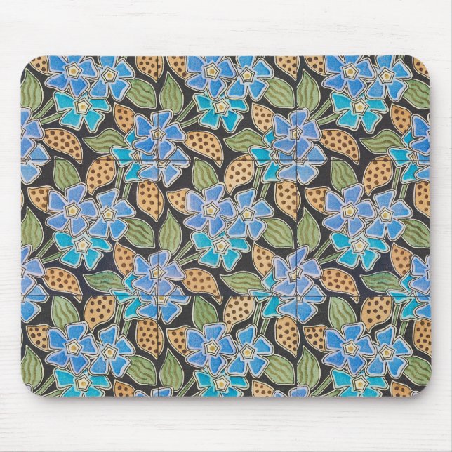 Elegant Flower Blue Periwinkle Floral Classic Mouse Pad (Front)