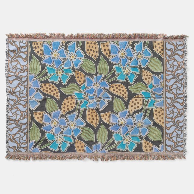 Elegant Flower Blue Periwinkle Floral Classic Throw Blanket (Front)