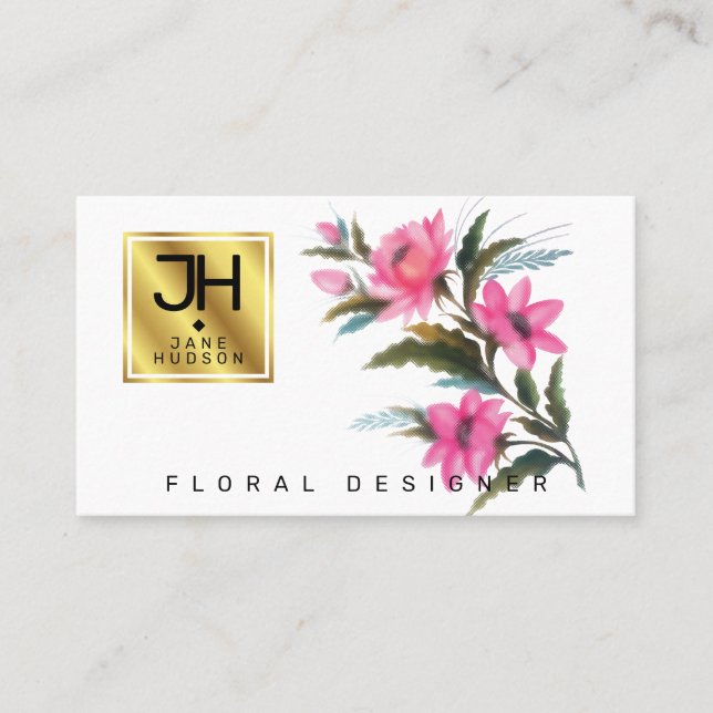 Elegant Flower Business Card Template (Front)