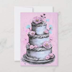 Elegant Flower Cake Birthday Card