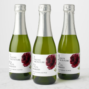 Elegant Flower Cheers Bridal Shower Favour Sparkling Wine Label