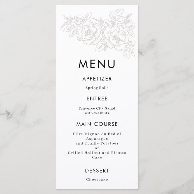 Elegant flower corner wedding menu (Front)