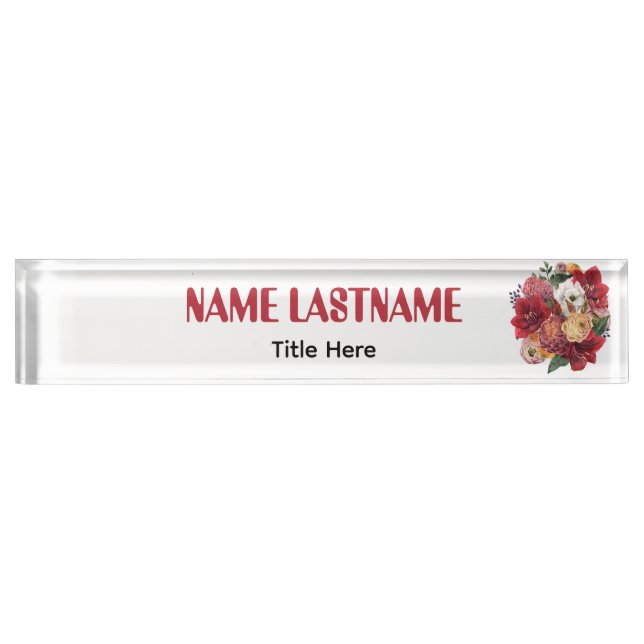 Elegant flower custom name nameplate (Front)