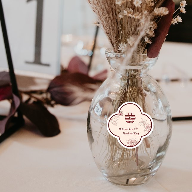 Elegant Flower Double Xi Chinese Wedding (Elegant Flower Double Xi Chinese Wedding Sticker)