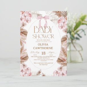 Elegant Flower Dusty Pink Whimsical Baby Shower  Invitation
