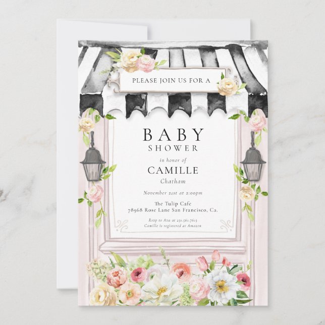 Elegant Flower Garden Girl Baby Shower Invitation (Front)