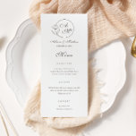 Elegant Flower Monogram Wedding Flat Menu<br><div class="desc">Flower monogram wedding menu card.</div>