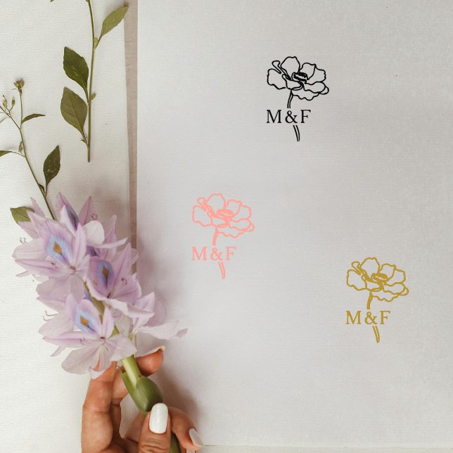 Elegant Flower Monogram, Wedding Rubber Stamp (Creator Uploaded)