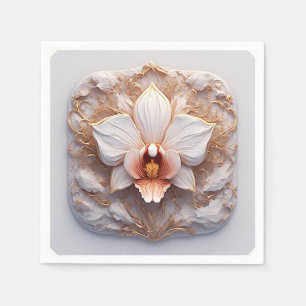 Elegant Flower on Ornate Background Napkin
