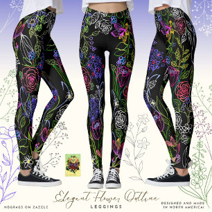 Elegant Flower Outline Leggings