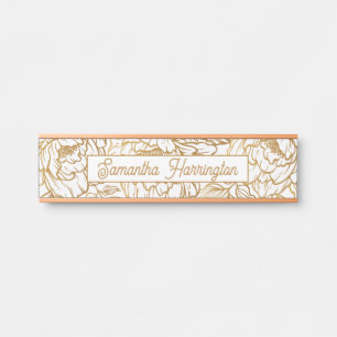 Elegant Flower Pattern custom name Door Sign