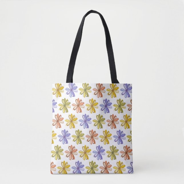 Elegant Flower Pattern Tote Bag (Front)