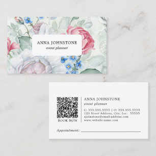 Elegant Flower QR Code Appointment Business Card