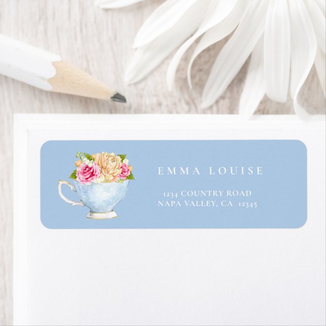 Elegant Flower Tea Bridal Brunch  Address Label (Insitu)