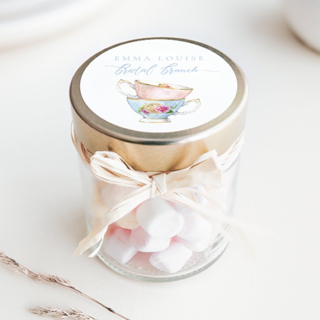 Elegant Flower Tea Bridal Brunch  Classic Round Sticker (Creator Uploaded)