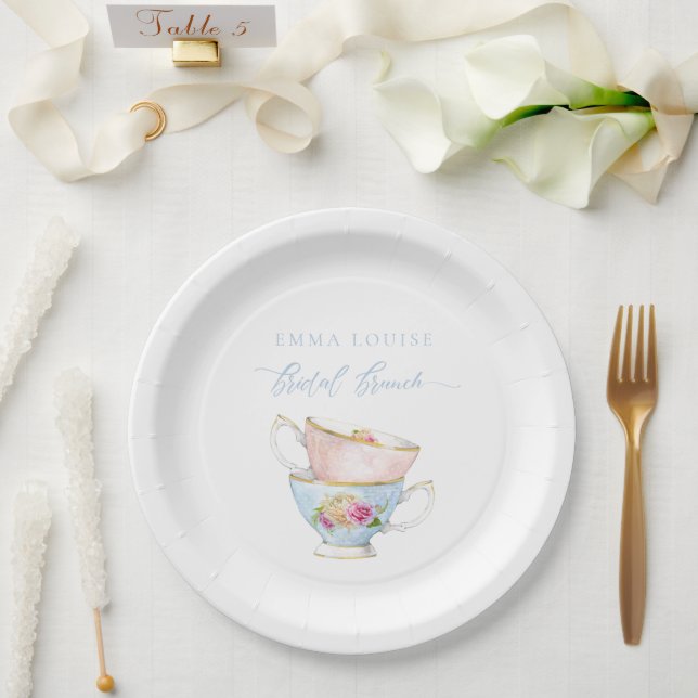 Elegant Flower Tea Bridal Brunch  Paper Plates (Wedding)