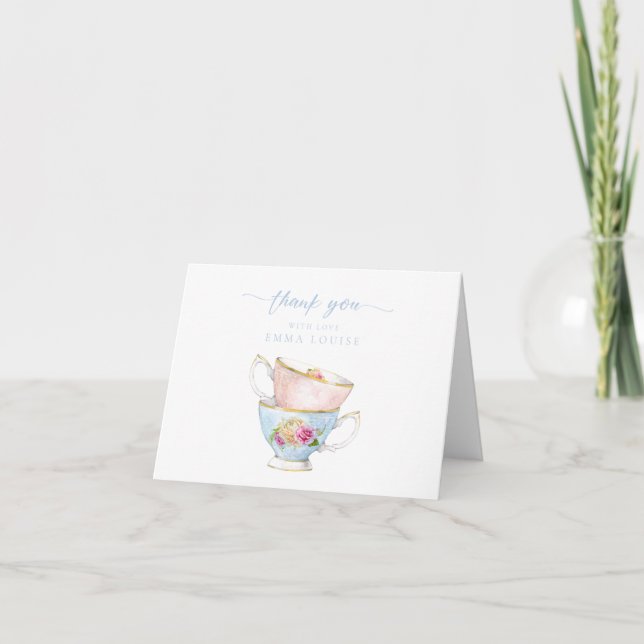 Elegant Flower Tea Bridal Brunch  Thank You Card (Front)
