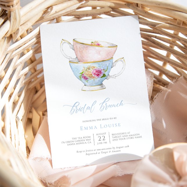 Elegant Flower Tea Cup With Flowers Bridal Brunch Invitation (Creator Uploaded)